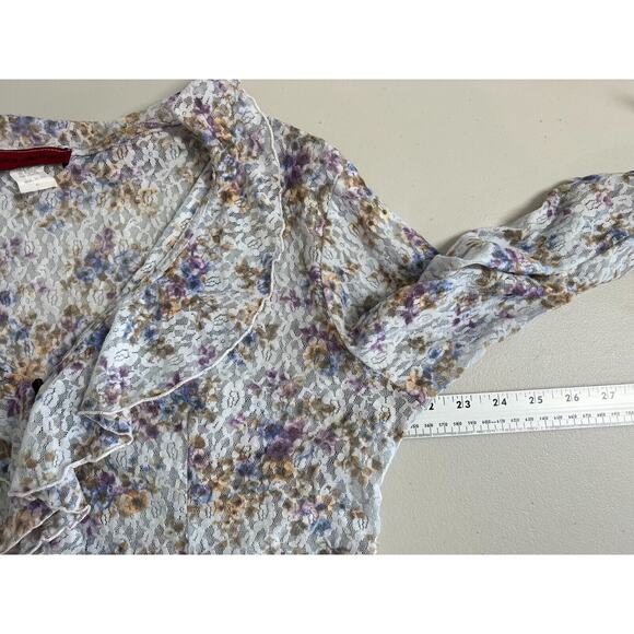 Vintage Y2K French Atmosphere Lace Top Womens Size XL Ruffle Button Up USA Made - Picture 8 of 11